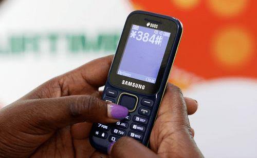 Person using USSD code on a mobile phone to access Brilio Technologies services